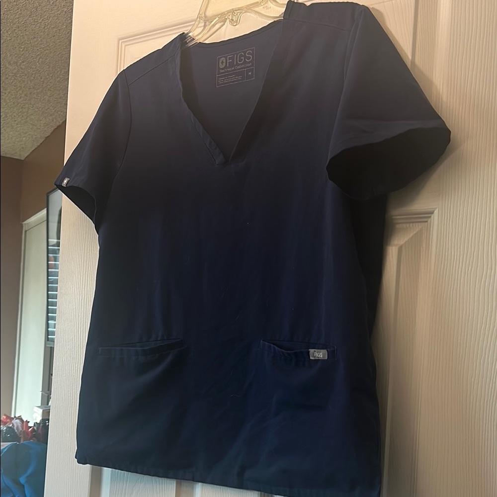 Figs Casma Navy Blue Scrub Top